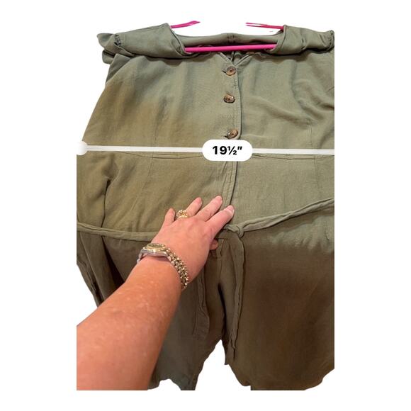 Old Navy Army Green Linen Blend Button Front Romper Jumpsuit Size 2XL - Picture 10 of 13